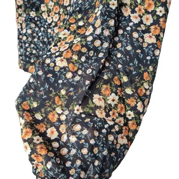 Hayden Luca Dolman V-Neck  Floral Print Sheer Long Sleeve Top Blouse Women Sz S - Picture 7 of 9
